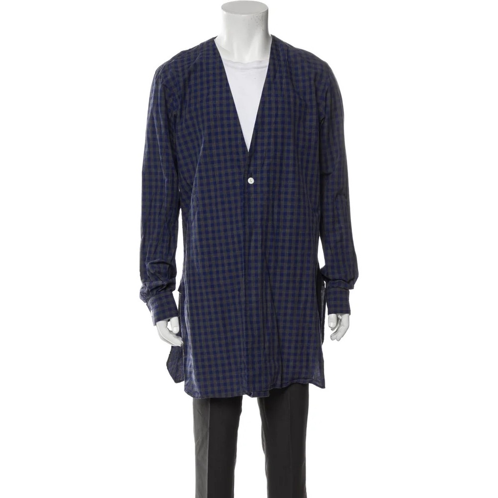 Men’s Needles Blue/Grey Plaid Print Overshirt Size L